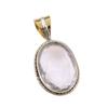 Natural Crystal Quartz 925 Solid Sterling Silver Gift TwoTone Pendant 1.50" W5k72