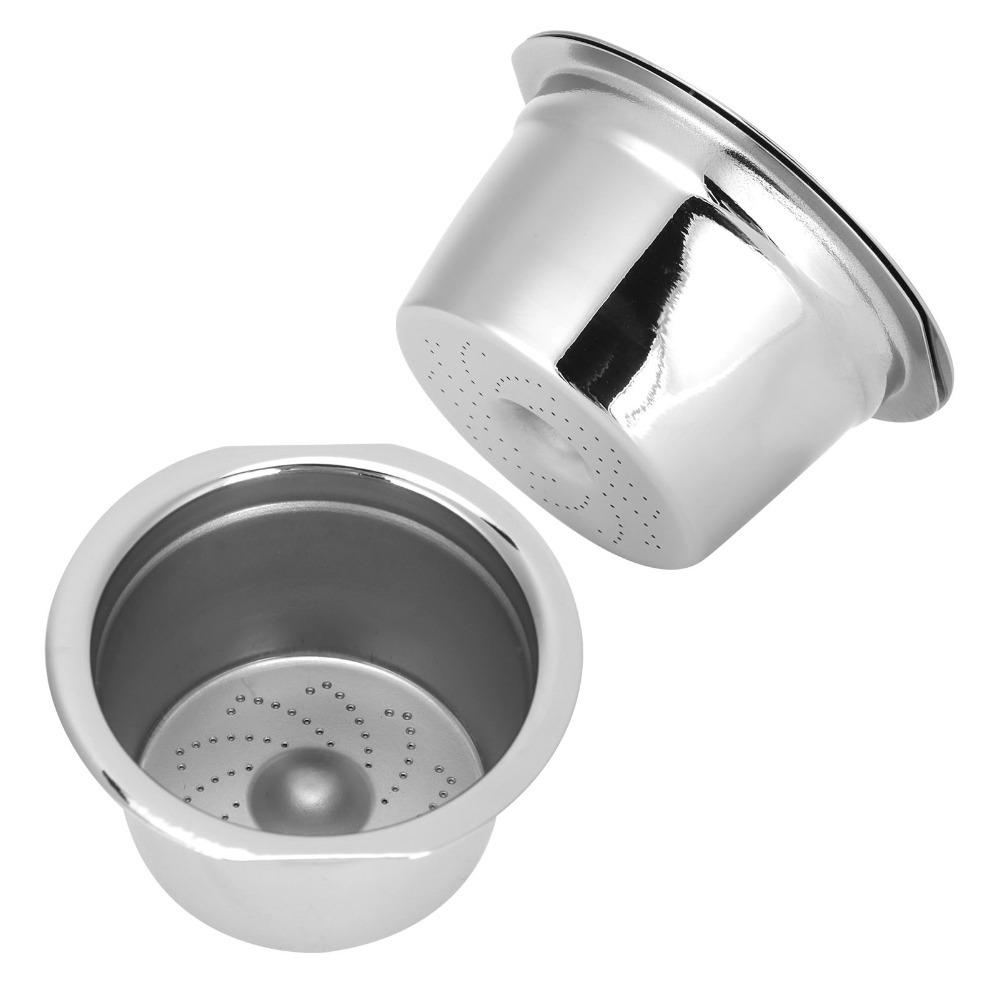 With Spoon Brush Refillable Coffee Filter 304 Stainless Steel Coffee Capsule Cup Cafe Use