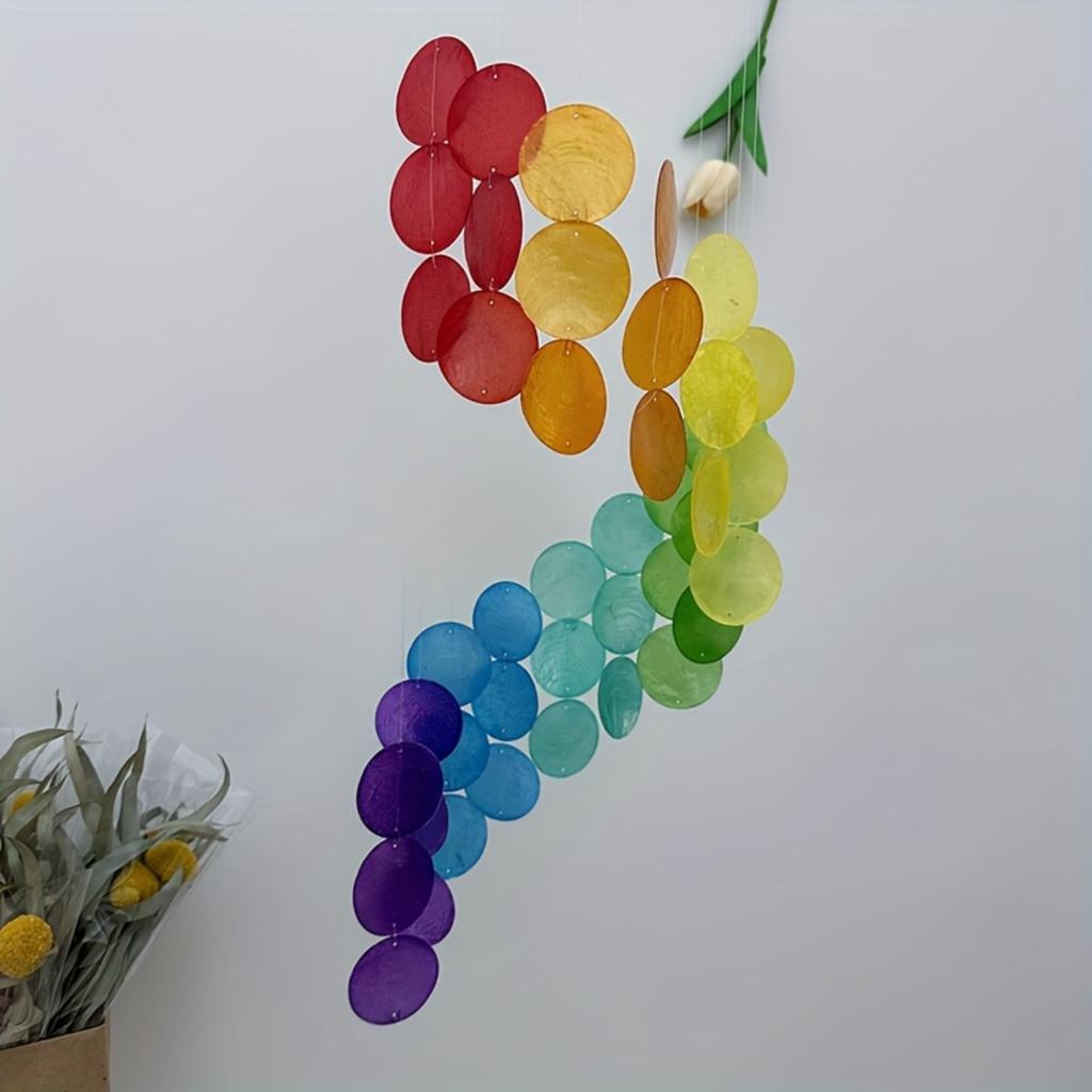 1pc, Spiral Hanging Decoration With Natural Seashell Wind Chimes For Balcony Decoration, Seaside-themed Nursery Hanging Decorati