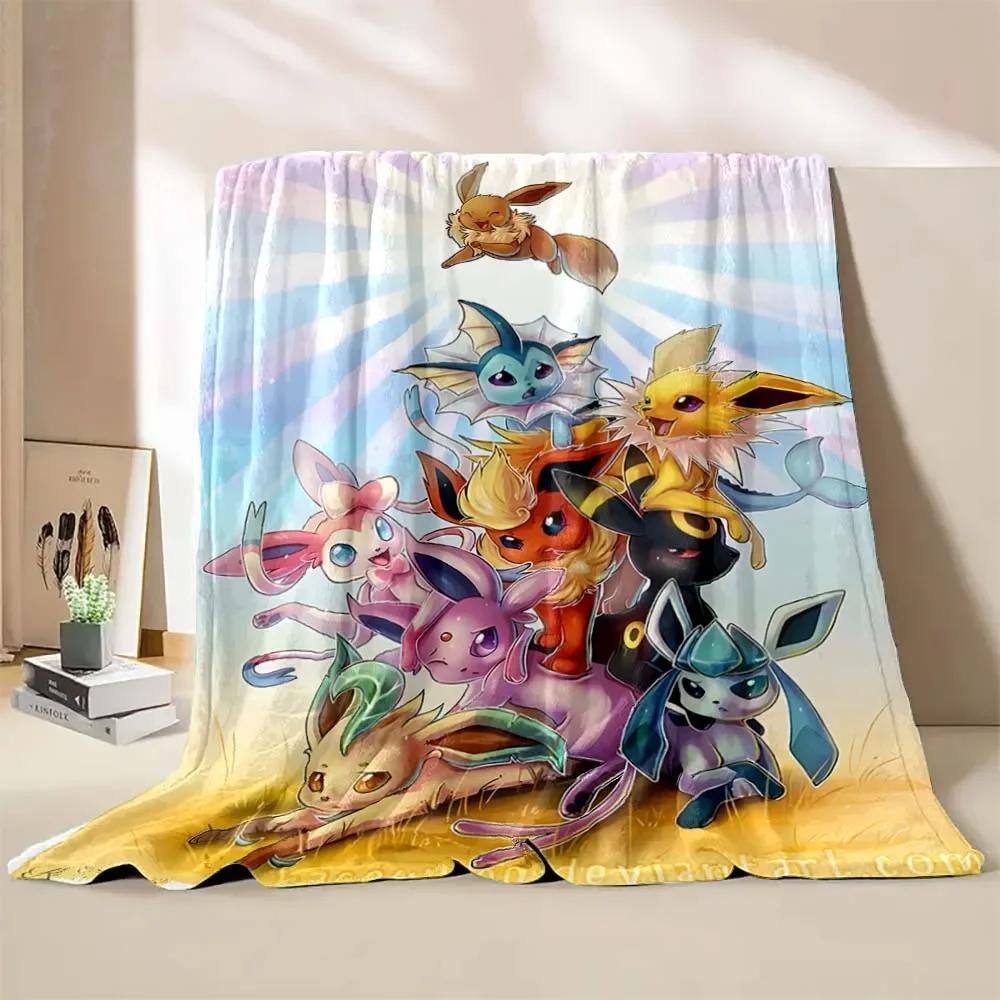Low Stock! Pokemon Eeveelution Queen Blanket - Soft Cozy Blanket for Couch, Sofa, or Bed, Office Travel Camping Holiday Gifts