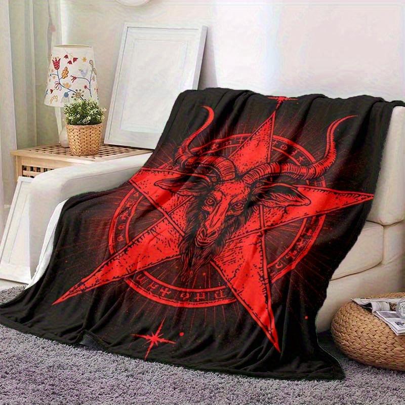 Baphomet Flannel Blanket – Soft Contemporary Throw – All-Season Versatile for Office Travel – Digital Print Design