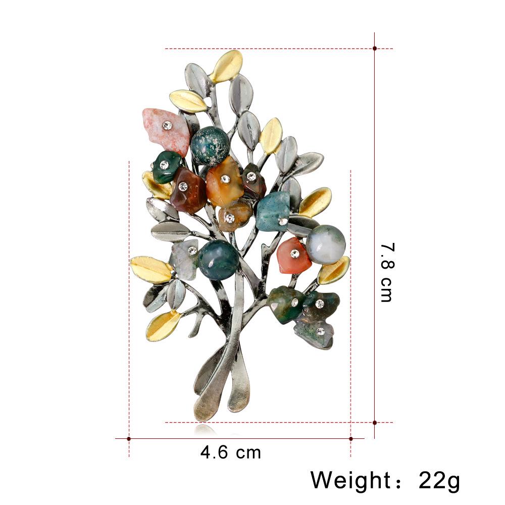 Blucome Vintage Natural Colored Flower Brooch Pins Women’s Brooch for Coat Suit Laple Pins New Year Gift