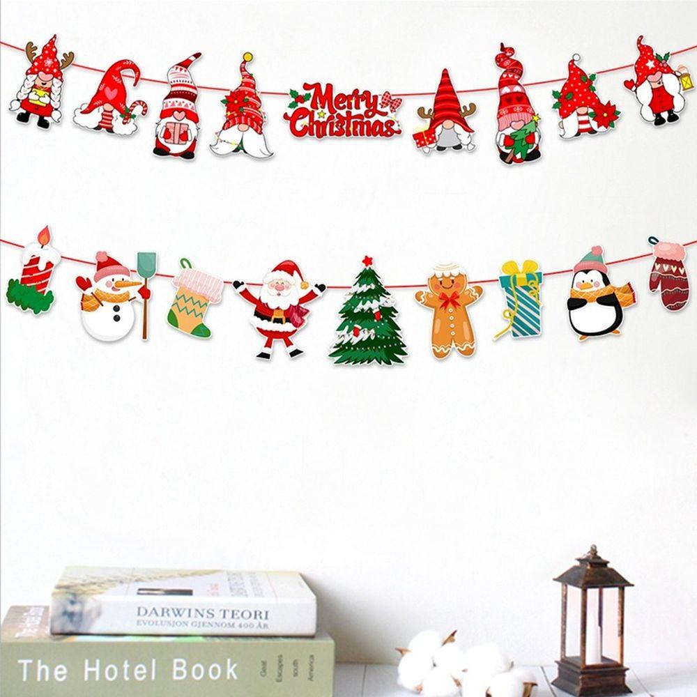 Pull Flag For Hanging Xmas for Home Christmas Ornament Garlands Flag Banner Christmas Decorations