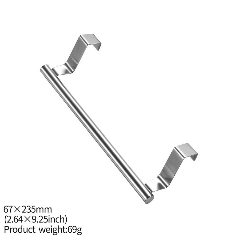 No-Drill Over the Cabinet Door Towel Bar Stainless Steel Hanging Rail Hanger Rack for Kitchen Bathroom