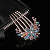 Women Hair Accessories Elegant Hairpin Hair Comb Inlaid Flower Shiny Rhinestone