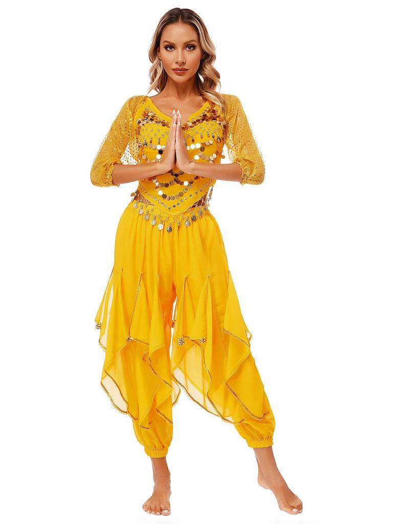 Женский комплект для танца живота, индийский Болливуд, арабская принцесса, танцевальная одежда, наряды для фестиваля, косплей, маскарад, вечерние, сценическое выступление