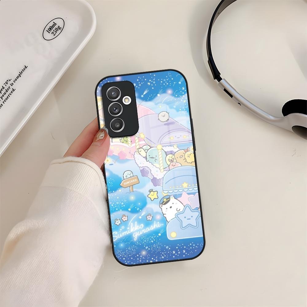 Мультяшный чехол для телефона Sumikko Gurashi со стеклом для Samsung S24 S26 S23 S20 S25 S21 S22 Ultra Fe Plus A05 A06 A16 A26 A36 A56 Coque