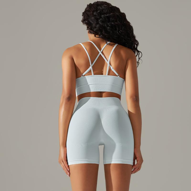 Nessaj Summer Yoga Set Women Fitness Suits Seamless Push Up Bra High Waist Shorts Gym Sportswear