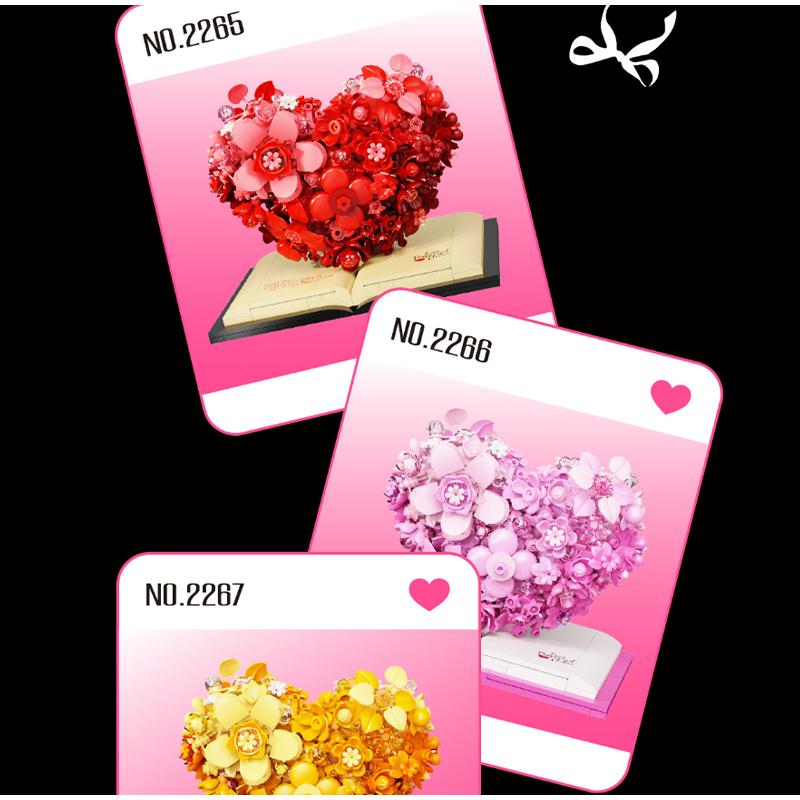 Heart Blossoming Series Romantic Love Flower Sculpture Building Blocks Home Assembling Toys Valentine's Day Gift For Girlfriend