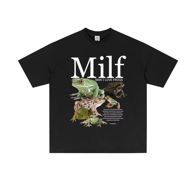 MILF Unisex I Love Frogs Funny Frog Amphibian Lovers Meme T Shirt Unisex Women Casual Cotton Vintage Short Sleeve Oversized Tshirts