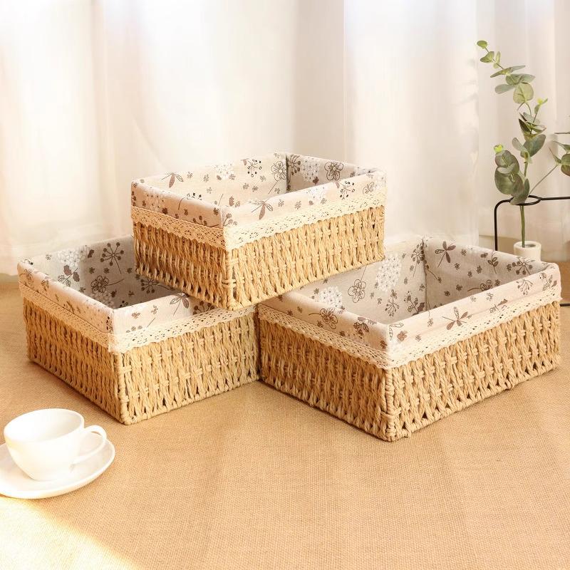 Rattan Desktop Storage Basket for Clothes, Cosmetics, and More