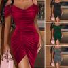 Adjustable Sling Asymmetrical Hem Short Sleeve Hip Wrap Women Dress Off Shoulder Ruched Velvet Bodycon Dress Streetwear
