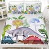 Милый мультяшный узор динозавра Матрас из трех частей Цифровая печать Милый комплект постельного белья с динозаврами