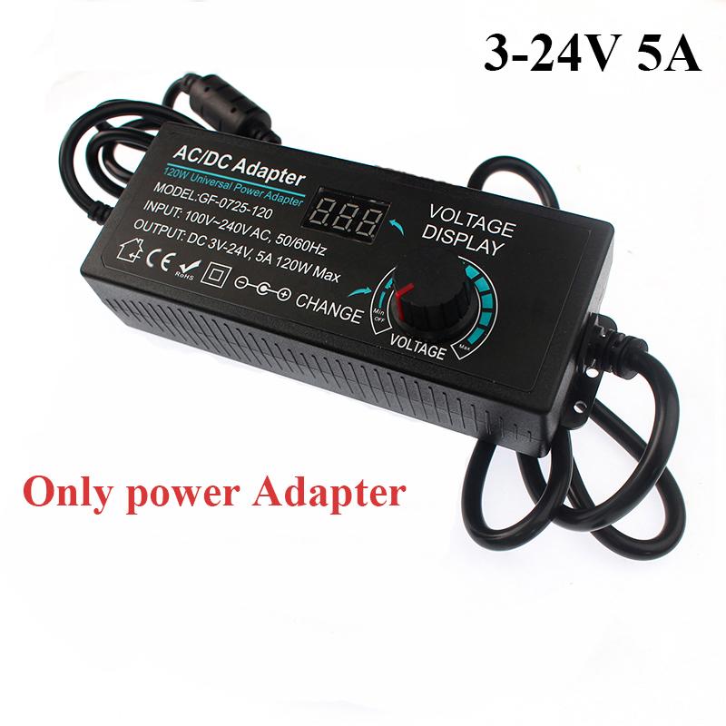 Регулируемый адаптер питания AC в DC 3В-24В 5А Трансформатор Универсальный светодиодный источник питания Регулируемый с экраном дисплея Напряжение