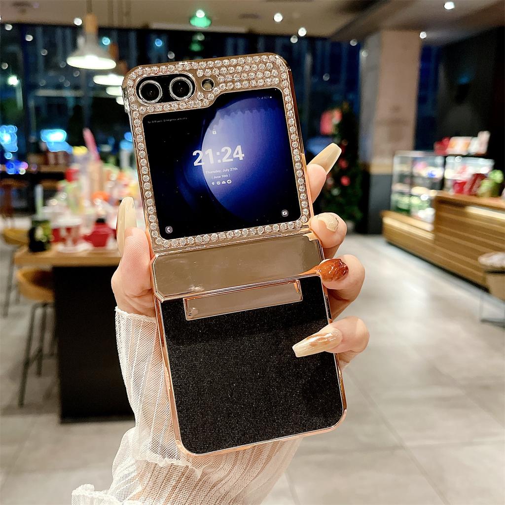 Роскошный блестящий пудровый гальванический жесткий чехол для защиты шарниров телефона из ПК для Samsung Galaxy Z Flip 6 5 4 3