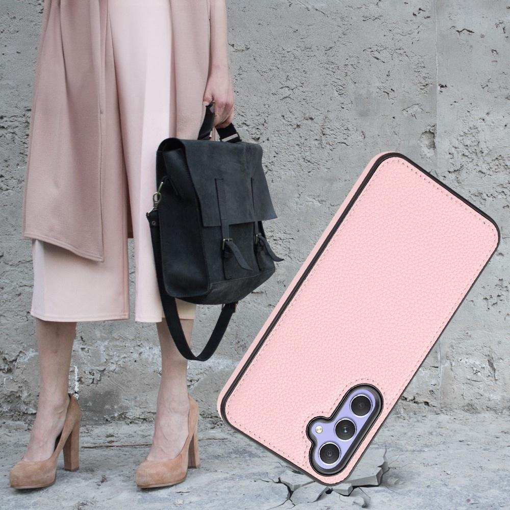 Leather case for Samsung Galaxy A25 5G, Lychee leather case, pink + 9H glass