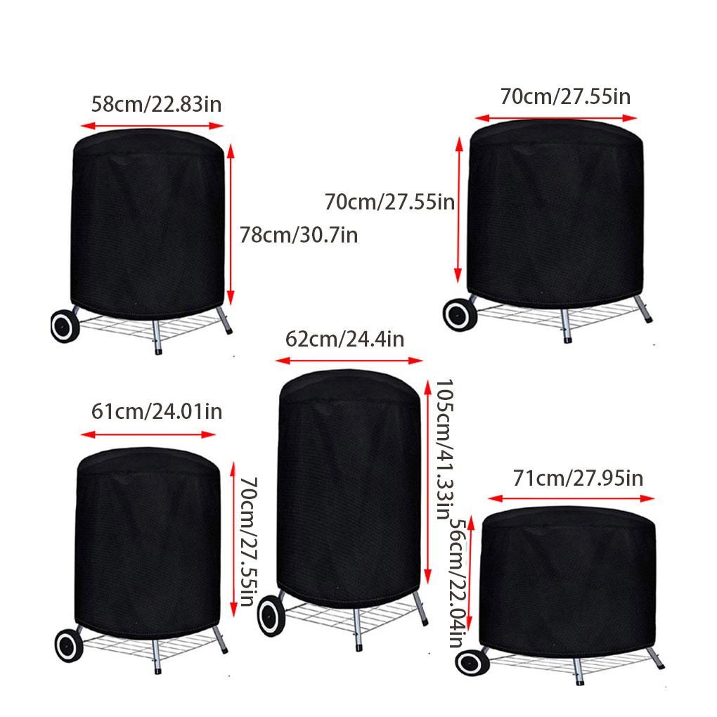 Чехол для гриля разных размеров, круглый, сверхпрочный, водонепроницаемый, для газового гриля для барбекю, термостойкий, устойчивый к пятнам, водонепроницаемый, черный