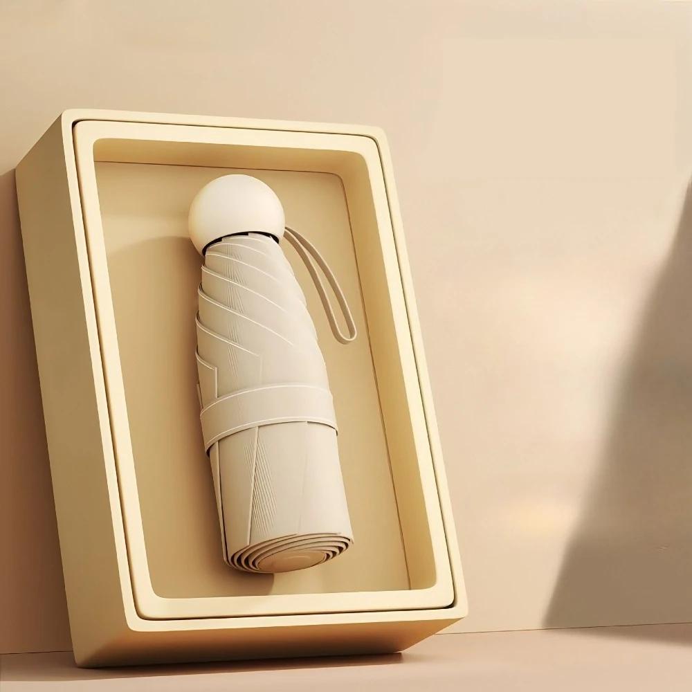 18СМ 6 спиц Легкий Компактный Карманный Зонт с Коробкой для Хранения Складной Дорожный Зонт для Повседневной Жизни Солнечных и Дождливых Дней