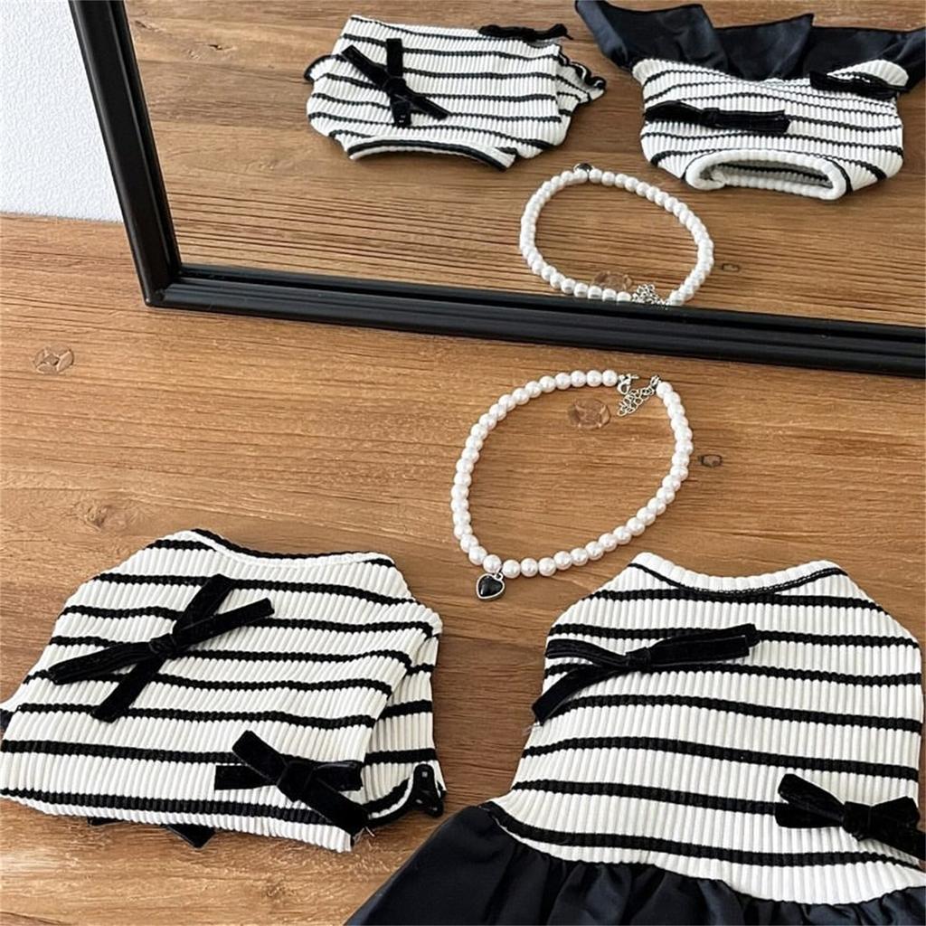 Puppy Dress Skirt Cats Beach Skirt Bowknot T-shirt Dress Beach Puppy Dog and Cats Princess Holiday Wedding