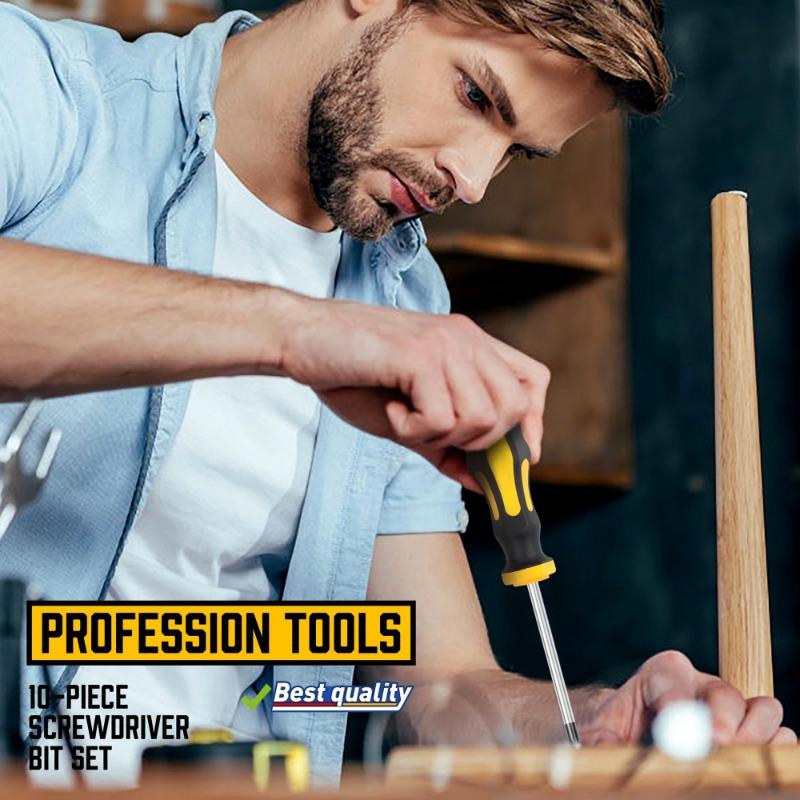 Набор из 10 многоцелевых отверток с магнитной изоляцией для ремонта безопасности, ручные инструменты, крестовая/прямая отвертка