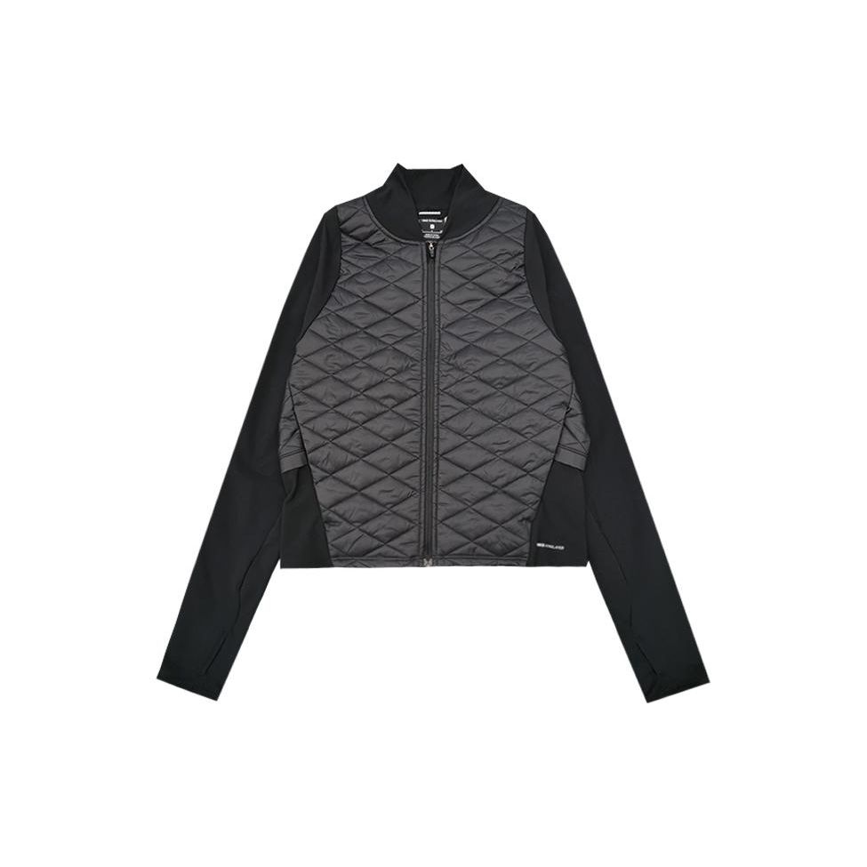 Nike Однотонная хлопковая куртка с логотипом-стойкой и молнией, женские куртки черного цвета CJ5560-010