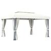 Gazebo with Curtains & LED String Lights 4x3 m Cream White