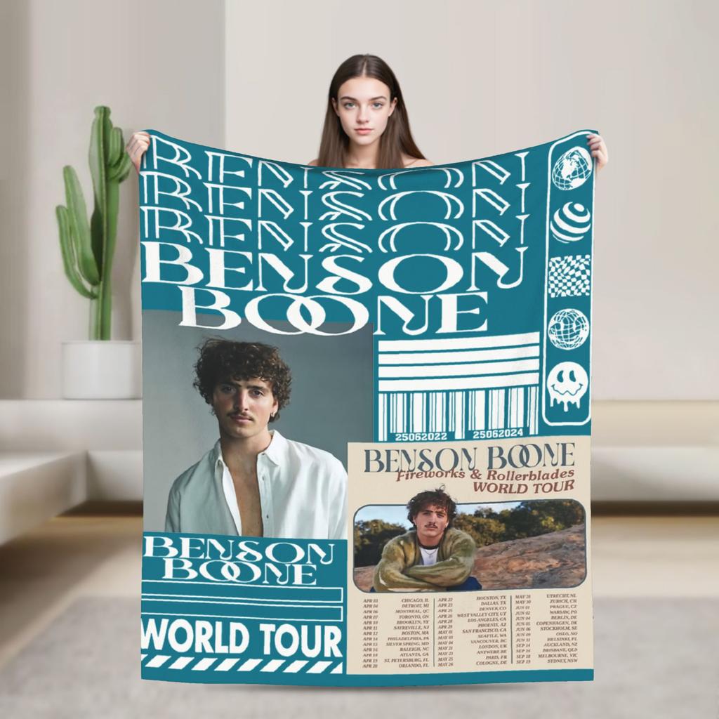 Benson Boone Tour Blankets Flannel Novelty Warm Throw Blanket for Bed Sofa Textile Decor