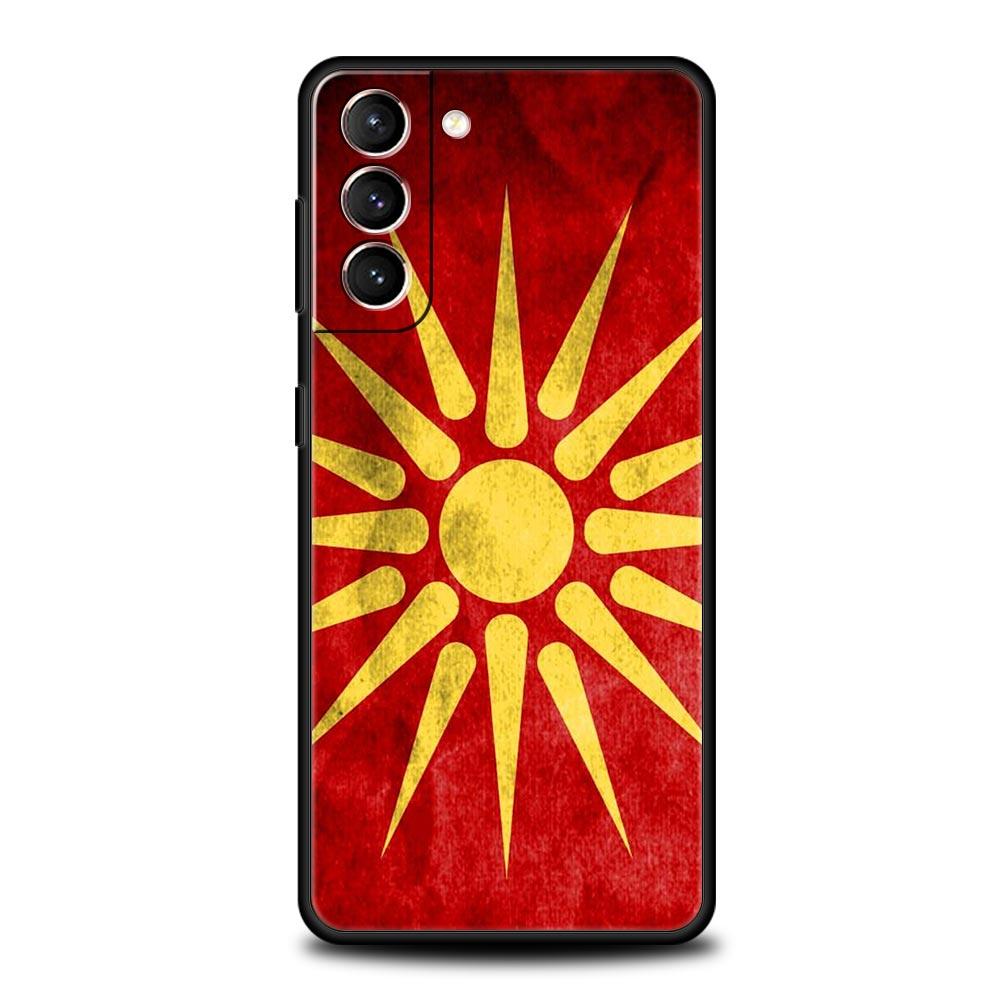 Phone Case For Samsung Galaxy S25 Edge S24 S23 S22 S21 Ultra S20 FE 5G S10 S10E S9 Plus Soft TPU Cover Macedonia Flag
