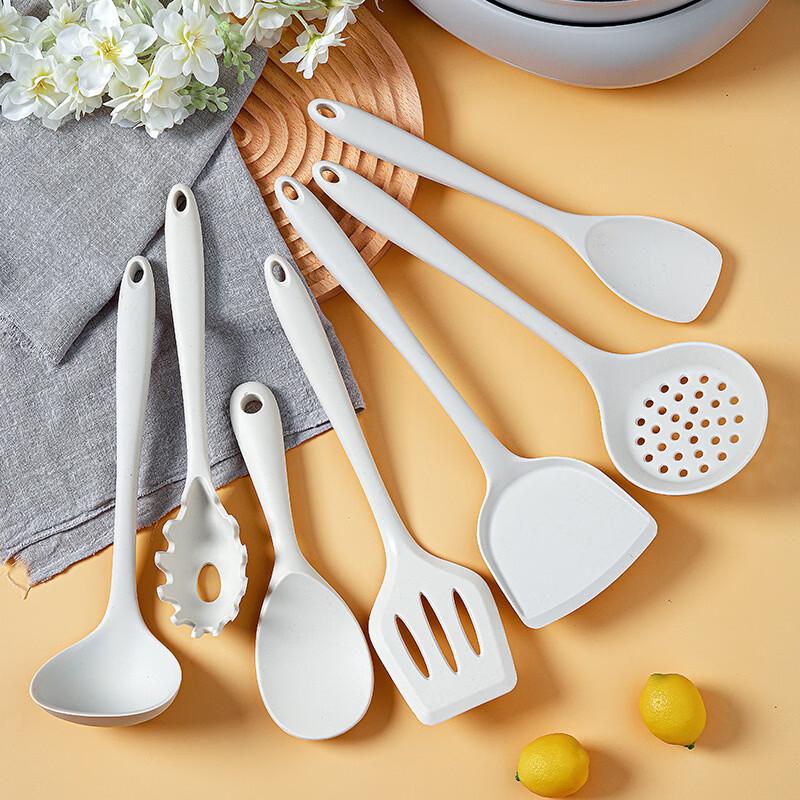 7-Piece White Silicone Kitchen Utensil Set