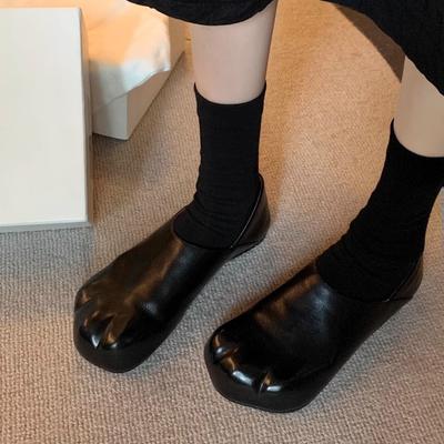 Мода 2025 Новый Стиль Кошачьи Когти Кожаные Балетки Однотонные Слипоны Повседневная Платье Обувь Милые Девочки Мода Лаконичная Удобная Нишевая Дизайнерская Обувь