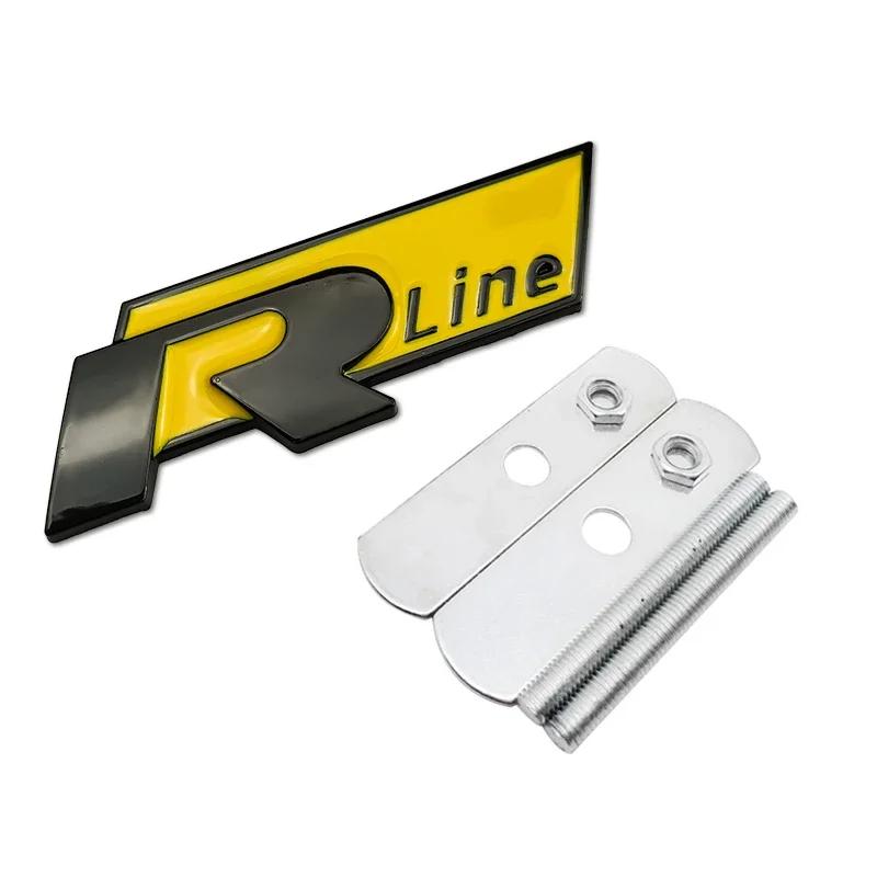 1Pc Metal Rline Emblem Car Front Grille Badge Rear Trunk Sticker for BORA CC GOLF JETTA MK4 PASSAT Polo SR32 Lavida