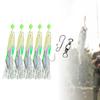 5 Pieces Flash Luminous Simulated Skin String Hooks Rigs Sea Freshwater Saltwater Fishing Lure Bait