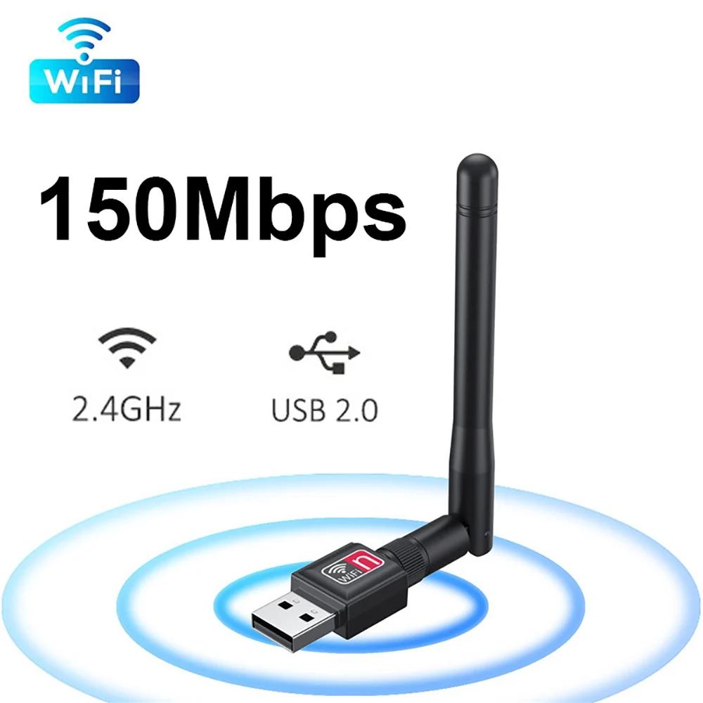 1PC Mini USB WiFi Adapter 150Mbps 2.4G Wireless Network Card USB LAN Dongle 802.11 B/g/n 5db Antenna Wi Fi Receiver For PC Laptop