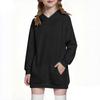 Children's Fashion Solid Color Long Sleeved Hooded Sweatshirt Girls' Mid Length Hoodie Top