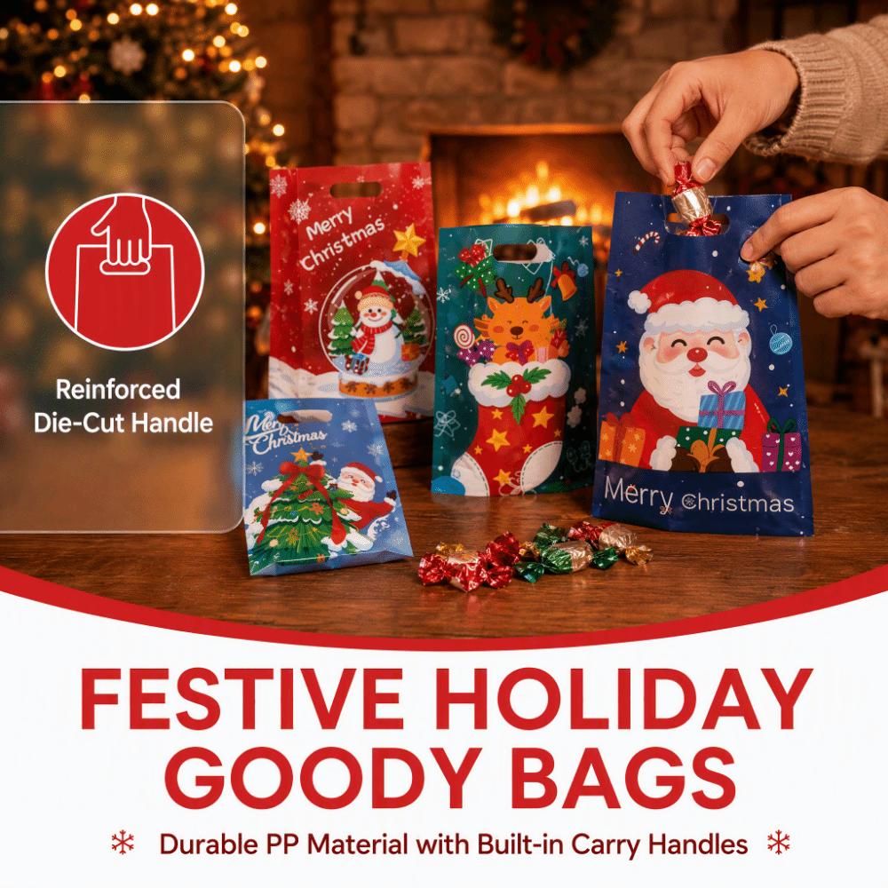 50Pcs PP Christmas Candy Bag Cartoon Style Christmas Gift Bag Christmas Party