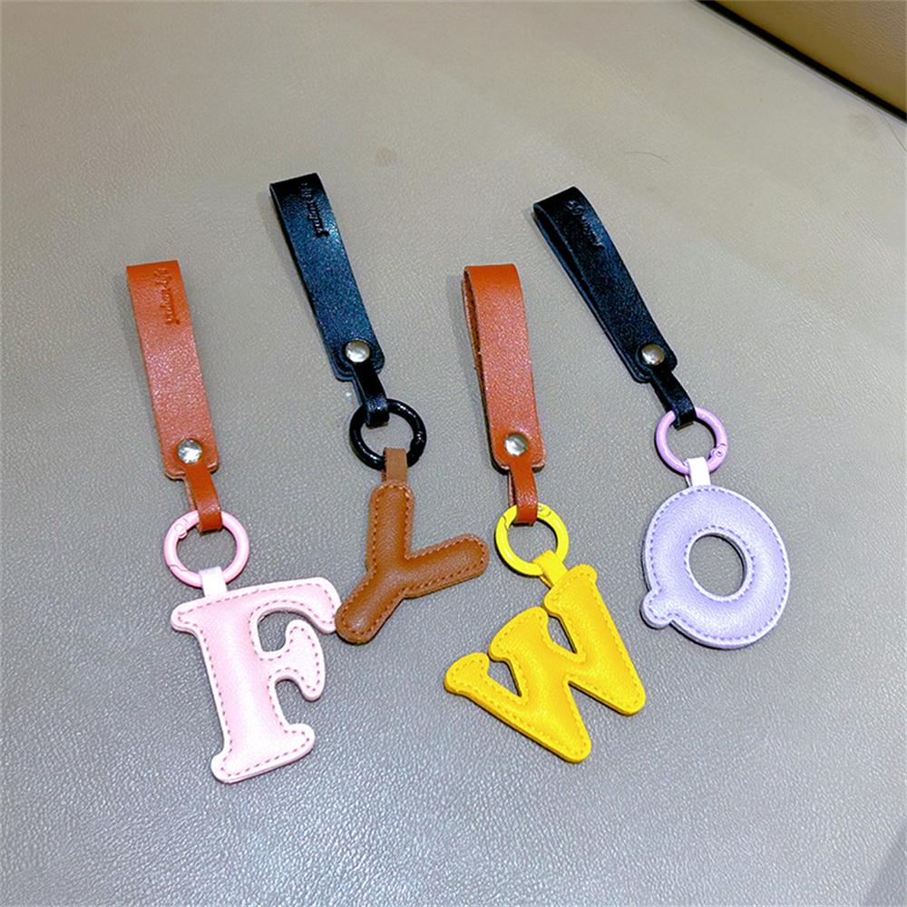 Creative PU Leather 26 Letter Keychains Fashion Alphabet Keyrings Handbag Ornaments Pendant Car Key Holder Accessories Gifts