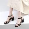 Fashion 2024 Large Size 34-43 Women Sandals Summer High Heel Open Toe Fashion Women Shoes Gladiator Square Heel Summer Women Sandals