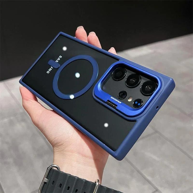 For Magsafe Wirelesss Charge Case For Samsung Galaxy S25 S24 S23 Ultra Lens Protector Phone Cases For Samsung S24 S23 Plus Cover