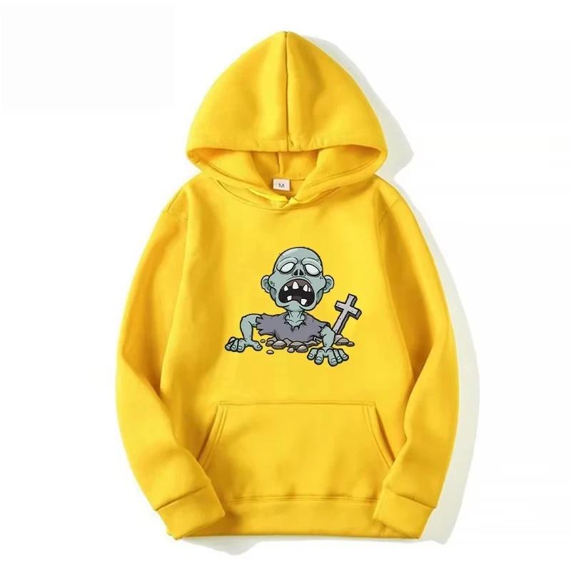 Худи уличные с принтом скелета на Хэллоуин, модные худи с K-pop принтом, мужская осенняя толстовка свободного кроя, мужская уличная одежда