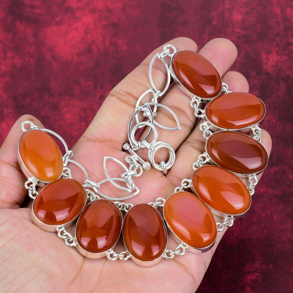 Ожерелье из сердолика, драгоценные камни, ювелирные изделия, ожерелье из чистого стерлингового серебра 925 пробы, ручная работа, ожерелье с камнем рождения, подарок для него