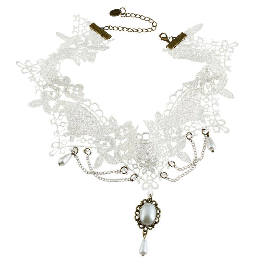 Ретро ручной работы свадебное короткое женское кружевное колье-чокер ювелирные изделия свадебное ожерелье воротник