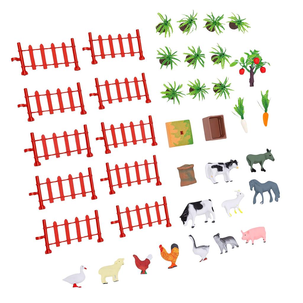 37 PCS Farm Animals Toy Set with Fence Accessories Plastic Lifelike Animals Figures Educational Scene Decor for Kids