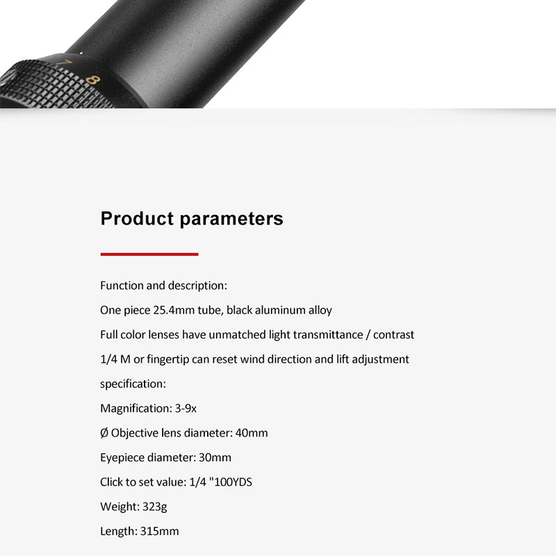 3-9X40 охотничий олень пневматический прицел проволочный дальномер сетка арбалет Mil Dot сетка прицел тактический оптический прицел