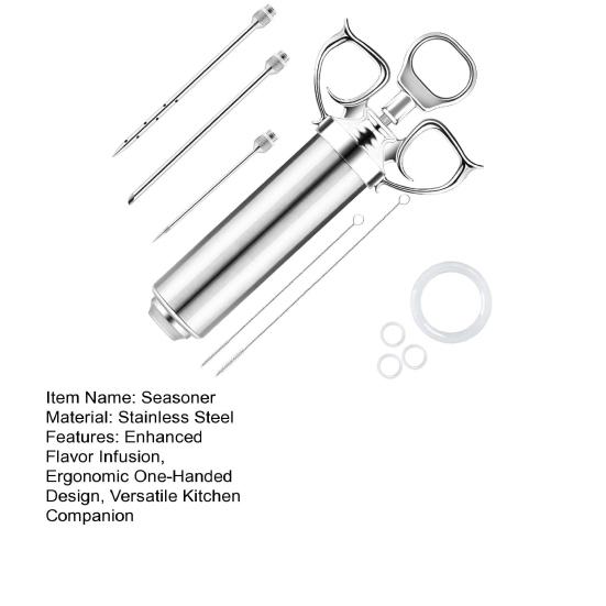 Meat Injector Kit Marinade Seasoner with Stainless Steel Needles for BBQ Grill Turkey Ergonomic Design Seasoning Injector for Flavorful Meat Brisket