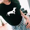 Футболка с надписью «Dachshund Love Dog», рубашка Doxie, рубашка для собак Wiener, уличная одежда, футболки Tumblr, женские повседневные футболки с графикой, топы в стиле Харадзюку