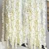 10 To 20PCS Artificial Wisteria Flower Vine Hanging Garden Decor Wedding Archway Privacy Fence Milk White Plant Wisteria Vine