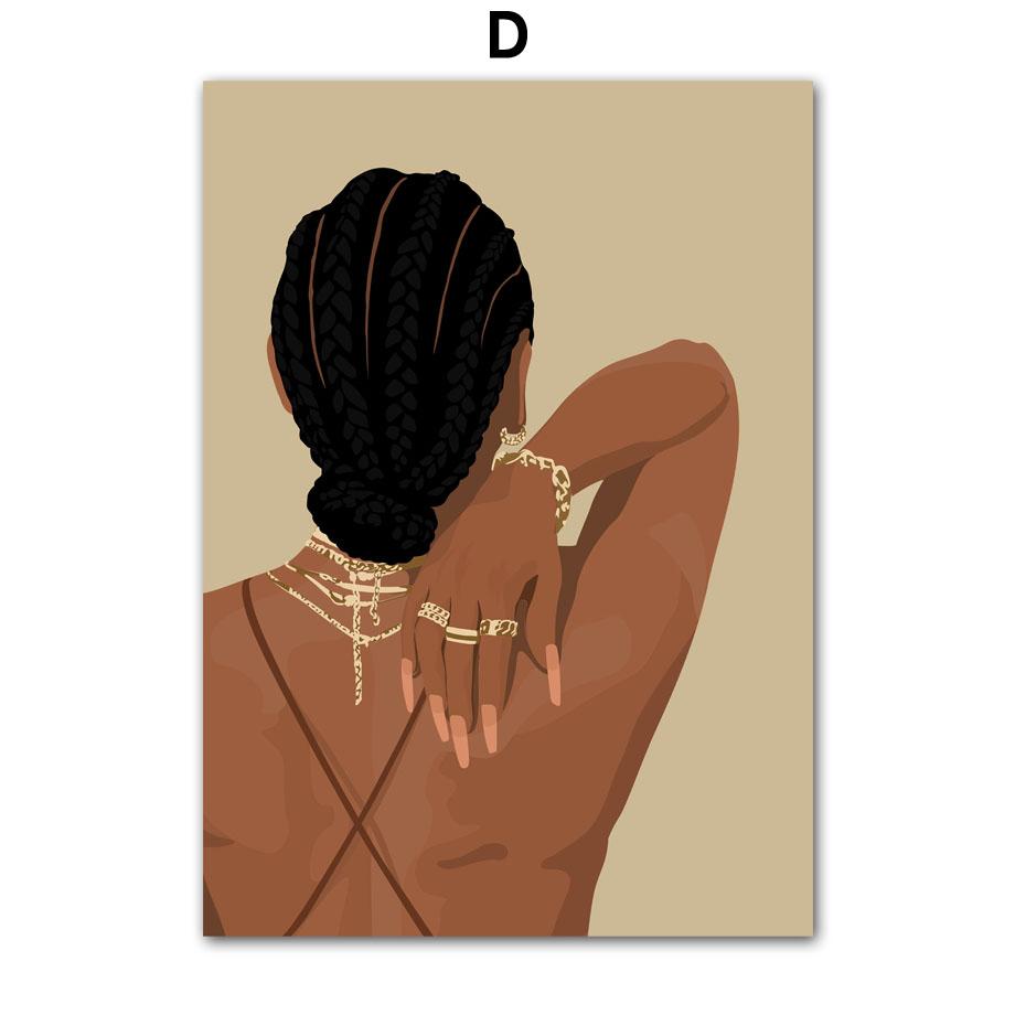 Черная модная девушка, парикмахерская, дизайн ногтей, салон, декор для гостиной, плакат и принт, настенная живопись на холсте, настенные панно Hoem