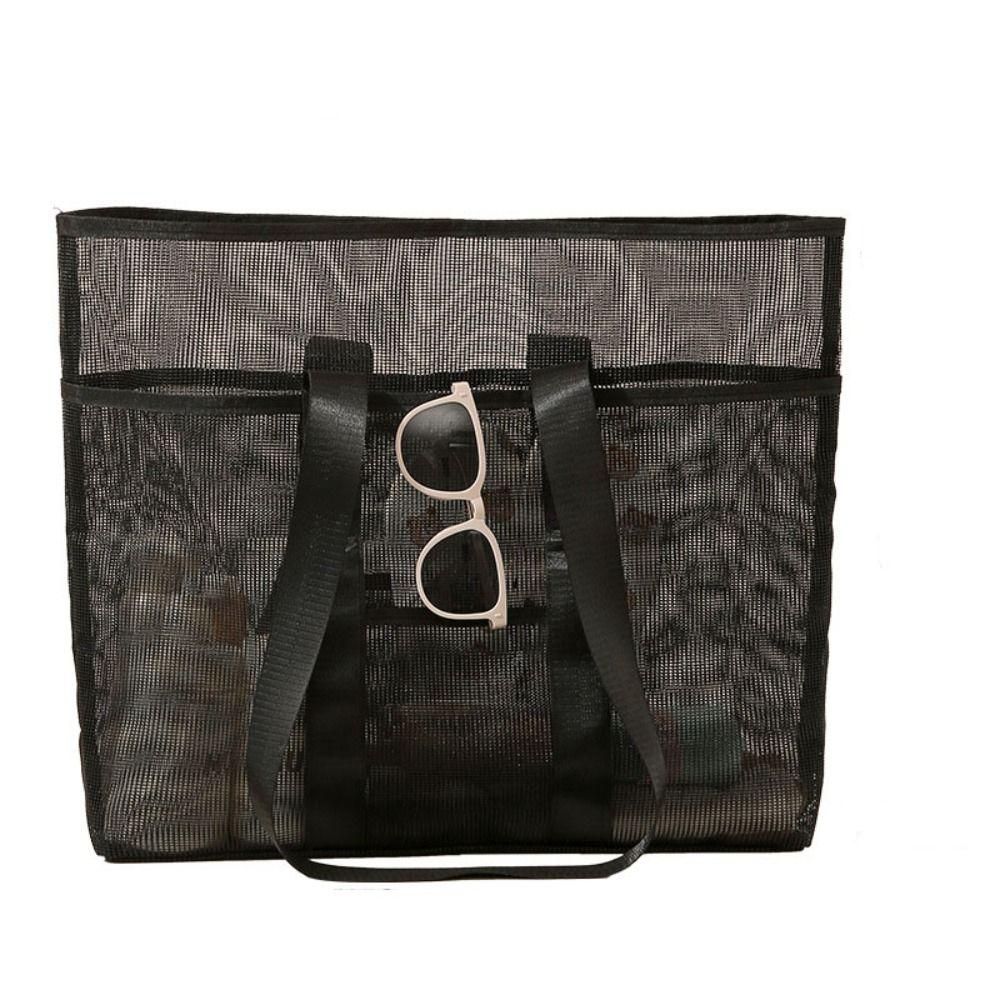 Foldable Hollow Tote Bag Large Capacity Swimming Handbag Portable Mesh Shoulder Bag Girls