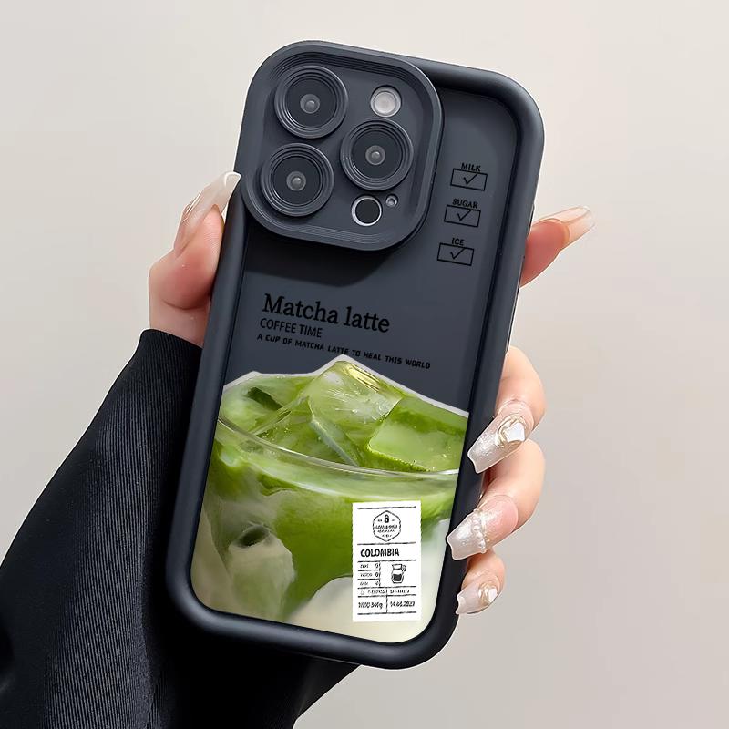 Забавный чехол для телефона с рисунком айс-кофе для iPhone 16 15 14 13 12 11 17 Pro Max Чехол 14 15 Plus 17Air Милый мультяшный маття-молоко Мягкая крышка