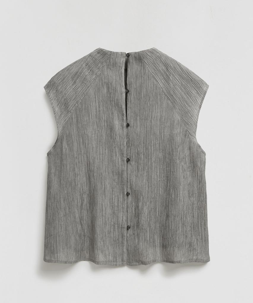 LMOOD WOMEN Pleated Open Blouse Vintage Gray